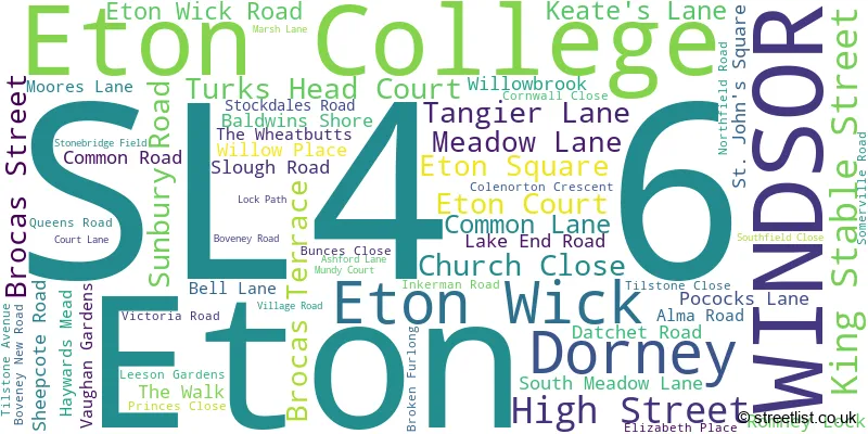 A word cloud for the SL4 6 postcode
